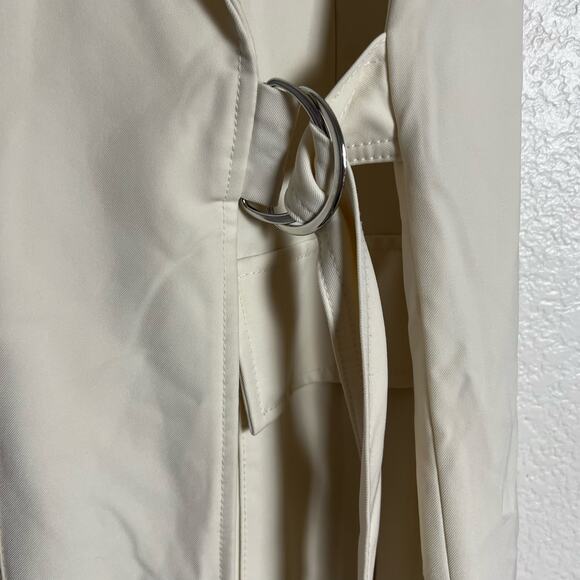 Marina Moscone Long Cream Oversized Sleeveless Wrap Midi Trench Vest Size Medium - Picture 8 of 14